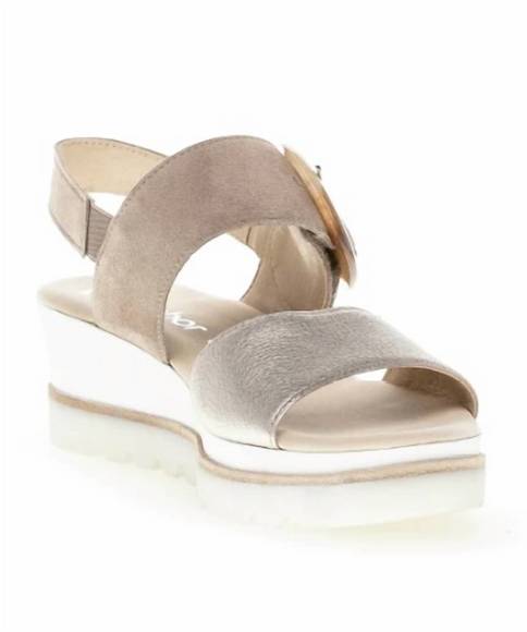 NEW GABOR ladies touch fastening sandals in metal cervo - Picture 1 of 5